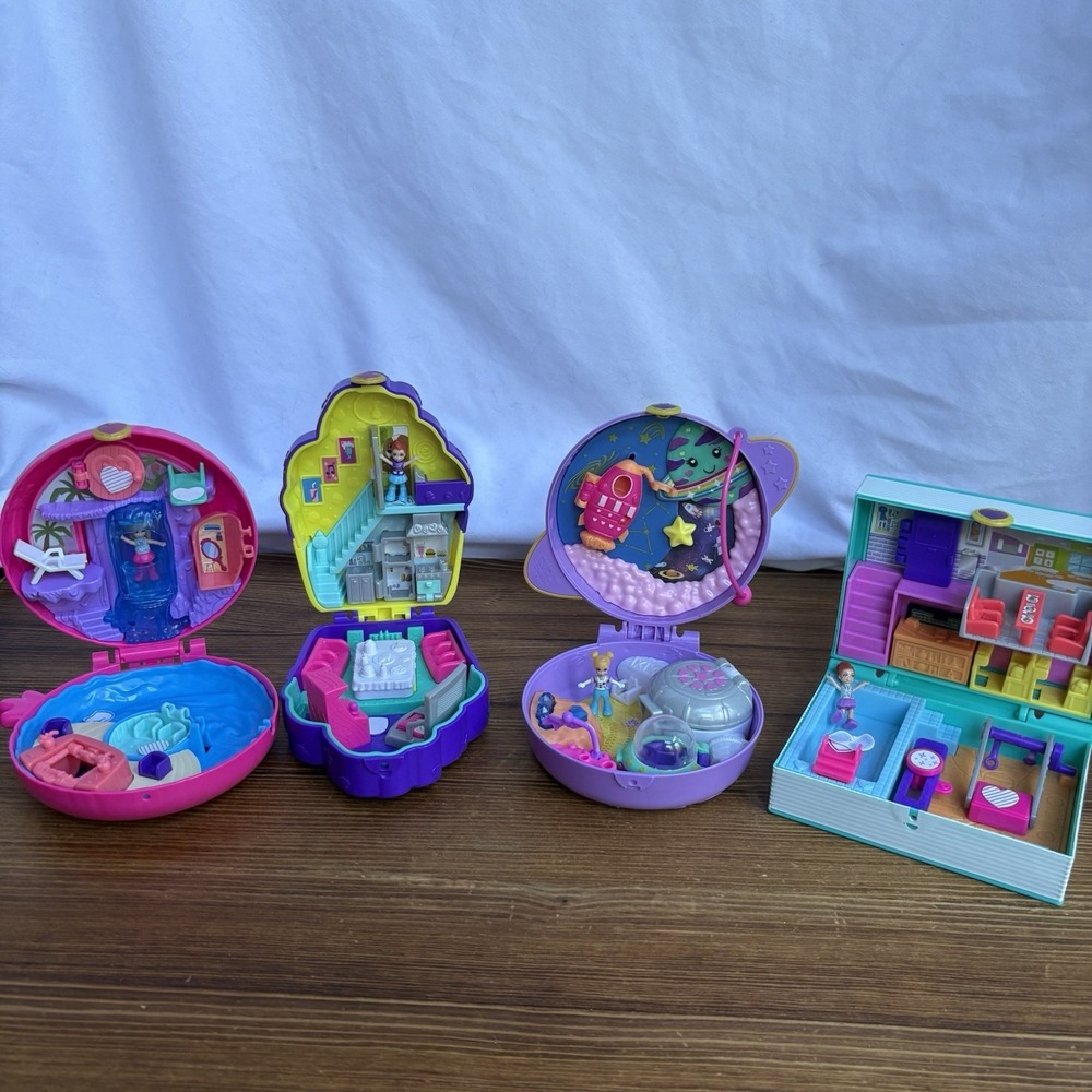 Polly Pocket Mini Playset Lot of 4 Dolls Included Bluebird Mattel Read